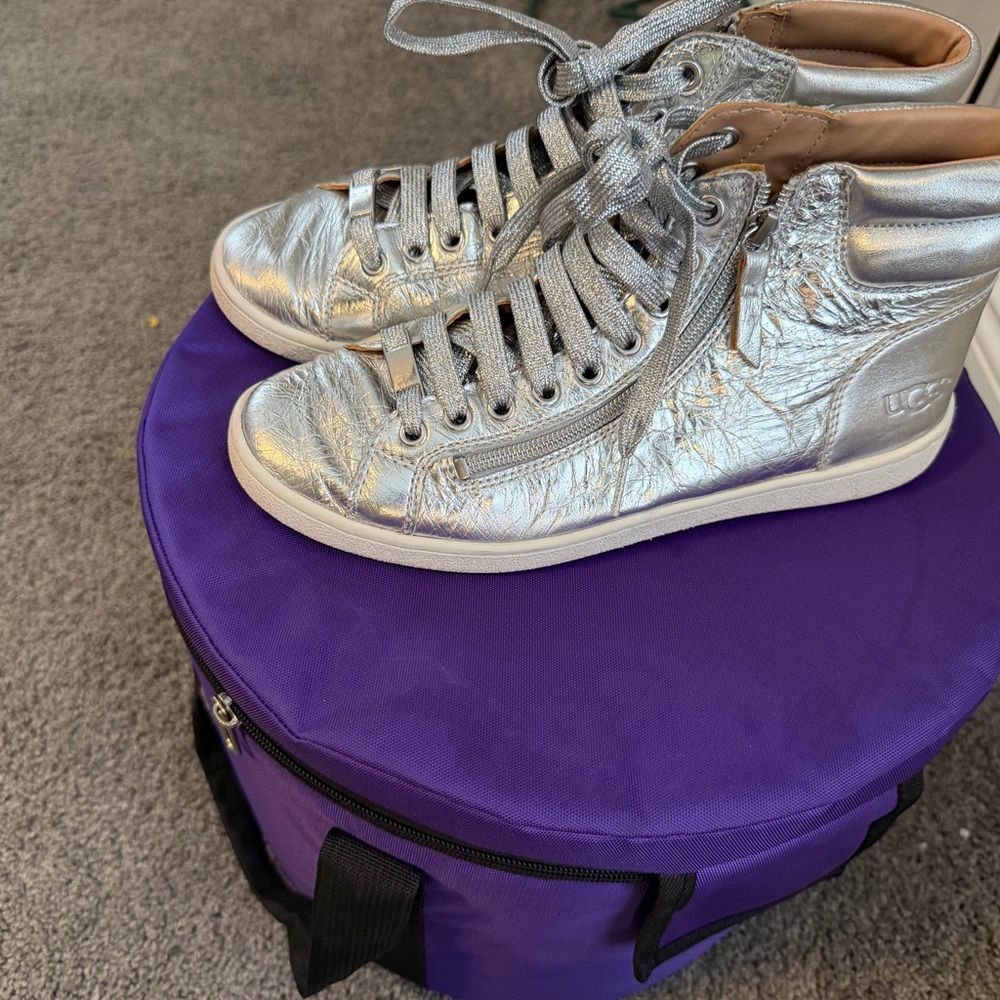 UGG Silver Metallic High-Top Trainer - Picture 3 of 3